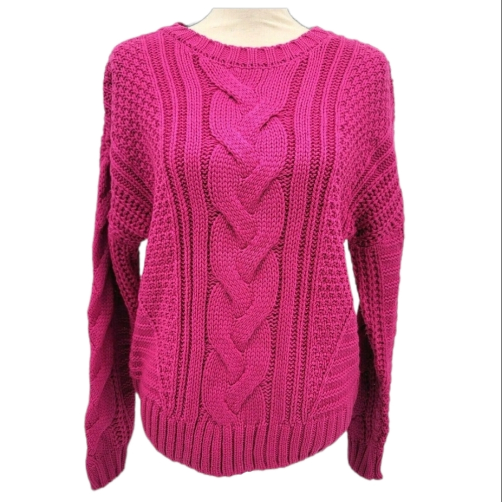 ONE A  Knit Crew Neck Sweater Rose Violet Womens Small - Picture 2 of 4